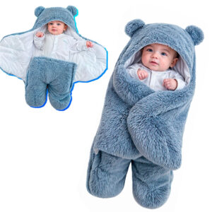 Saco De Dormir Bebê Inverno Ursinho Menino Menina - Azul