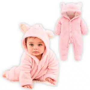 Macacão Teddy Pelucia Frio Inverno Premium - Rosa, M