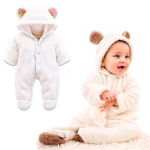 Macacão Teddy Pelucia Frio Inverno Premium - Branco, P
