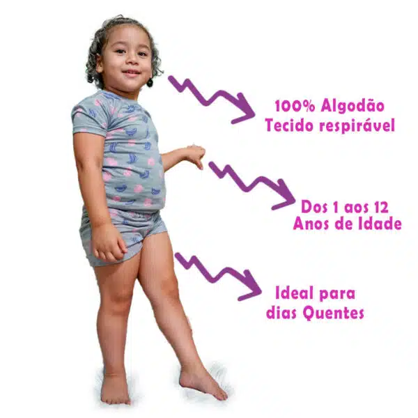 Pijama Infantil Calor Fresquinho Verão Menina Menino - Image 8