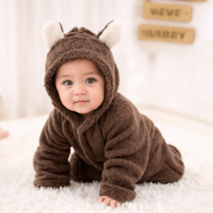 Macacão Teddy Pelucia Frio Inverno Premium - Marrom, P