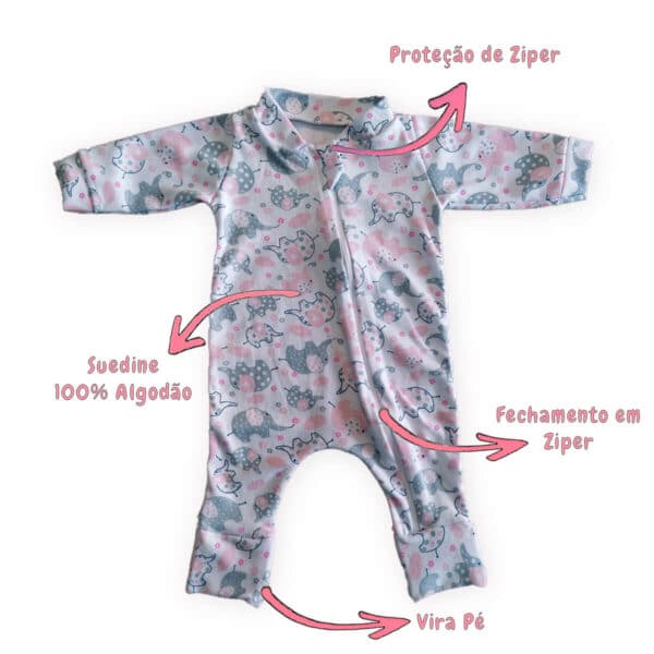 Macacao Bebe Menina Menino C/zíper Algodão Suedine Infantil - Image 5