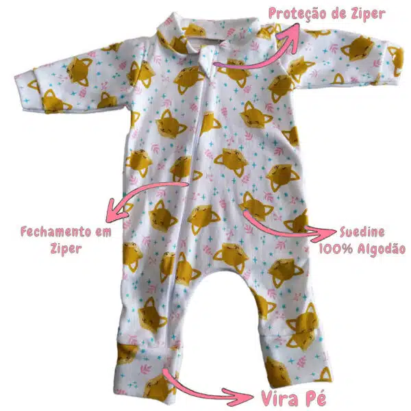 Macacao Bebe Menina Menino C/zíper Algodão Suedine Infantil - Image 3