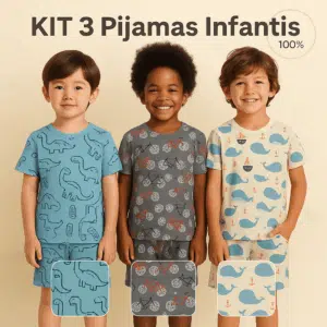 Pijama Infantil Menino Verão Conjunto Camiseta e Short – Leve e Fresquinho – 2 a 12 anos